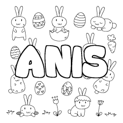 Coloring page first name ANIS - Easter background