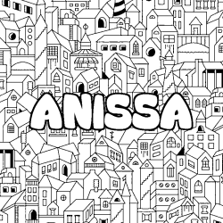 Coloring page first name ANISSA - City background