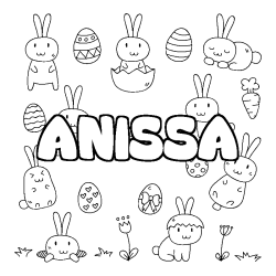 Coloring page first name ANISSA - Easter background