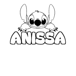 Coloring page first name ANISSA - Stitch background