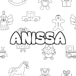 Coloring page first name ANISSA - Toys background