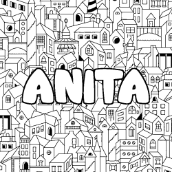 Coloring page first name ANITA - City background