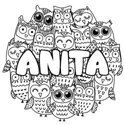 Coloring page first name ANITA - Owls background