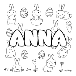 Coloring page first name ANNA - Easter background