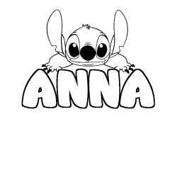 Coloring page first name ANNA - Stitch background