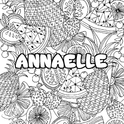 Coloring page first name ANNAELLE - Fruits mandala background
