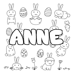Coloring page first name ANNE - Easter background
