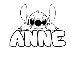Coloring page first name ANNE - Stitch background