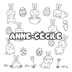 Coloring page first name ANNE-CÉCILE - Easter background