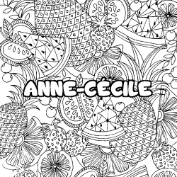 Coloring page first name ANNE-CÉCILE - Fruits mandala background