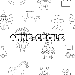 Coloring page first name ANNE-CÉCILE - Toys background