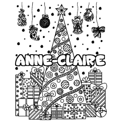 Coloring page first name ANNE-CLAIRE - Christmas tree and presents background