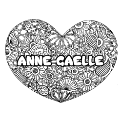 Coloring page first name ANNE-GAELLE - Heart mandala background