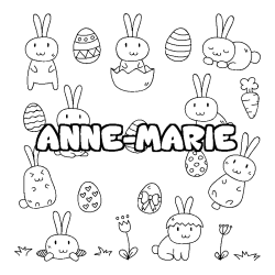 Coloring page first name ANNE-MARIE - Easter background