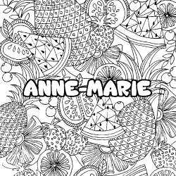 Coloring page first name ANNE-MARIE - Fruits mandala background