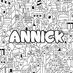 Coloring page first name ANNICK - City background