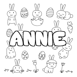 Coloring page first name ANNIE - Easter background