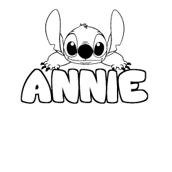 Coloring page first name ANNIE - Stitch background