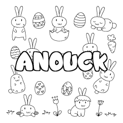 Coloring page first name ANOUCK - Easter background