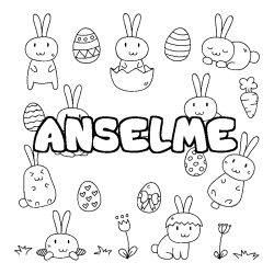 Coloring page first name ANSELME - Easter background