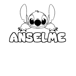 Coloring page first name ANSELME - Stitch background