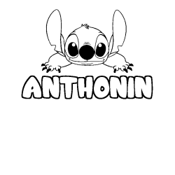 Coloring page first name ANTHONIN - Stitch background