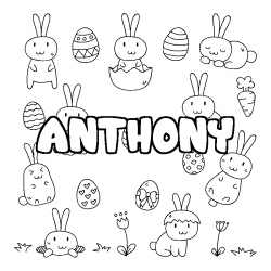 Coloring page first name ANTHONY - Easter background