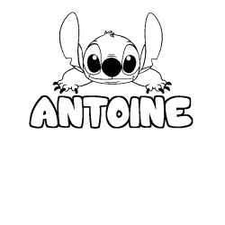 Coloring page first name ANTOINE - Stitch background