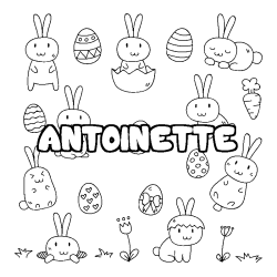 Coloring page first name ANTOINETTE - Easter background