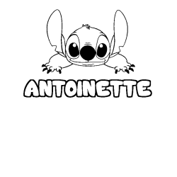 Coloring page first name ANTOINETTE - Stitch background