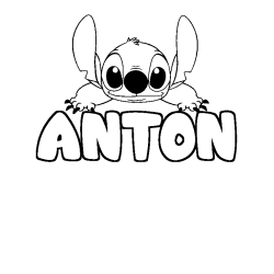 Coloring page first name ANTON - Stitch background