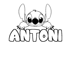 Coloring page first name ANTONI - Stitch background