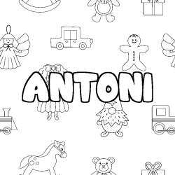 Coloring page first name ANTONI - Toys background