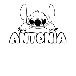 Coloring page first name ANTONIA - Stitch background