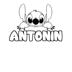 Coloring page first name ANTONIN - Stitch background
