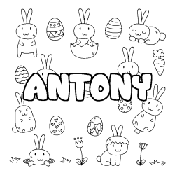 Coloring page first name ANTONY - Easter background