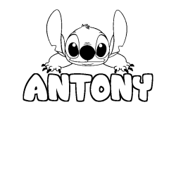 Coloring page first name ANTONY - Stitch background