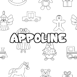 Coloring page first name APPOLINE - Toys background
