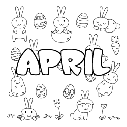 Coloring page first name APRIL - Easter background
