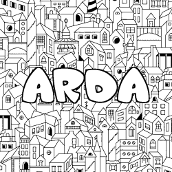 Coloring page first name ARDA - City background