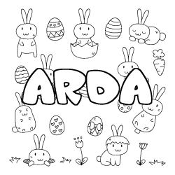 Coloring page first name ARDA - Easter background