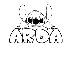 Coloring page first name ARDA - Stitch background