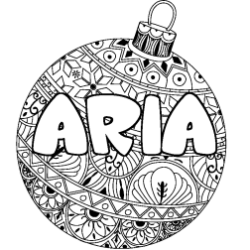 Coloring page first name ARIA - Christmas tree bulb background