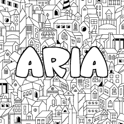 Coloring page first name ARIA - City background