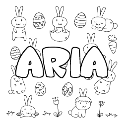 Coloring page first name ARIA - Easter background