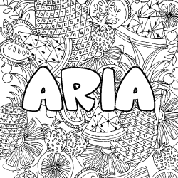 Coloring page first name ARIA - Fruits mandala background
