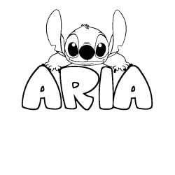 Coloring page first name ARIA - Stitch background