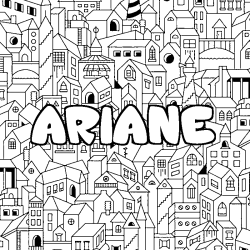 Coloring page first name ARIANE - City background