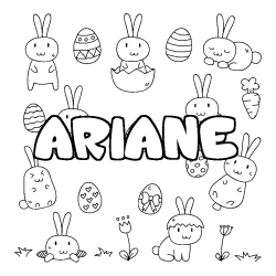 Coloring page first name ARIANE - Easter background