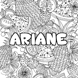 Coloring page first name ARIANE - Fruits mandala background